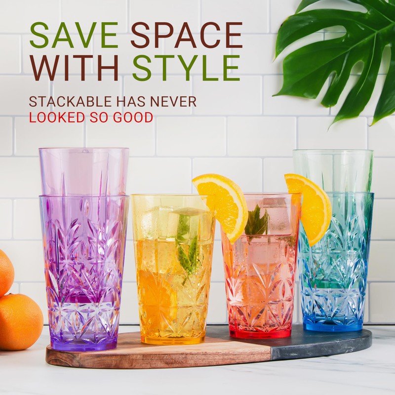 Bravario Royal Plastic Drinking Tumbler, Premium Quality Water Glasses, Dishwasher-Safe