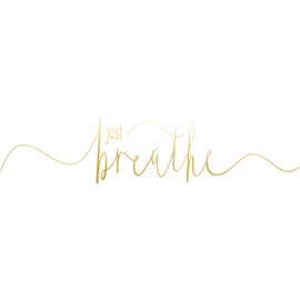 Just Breathe Vinyl Wall Decal – Elegant Gold Script Motivational Quote for Bedroom, Yoga Room, or Office – Peel & Stick Inspirational Wall Art – Modern Minimalist Decor (4098ig)
