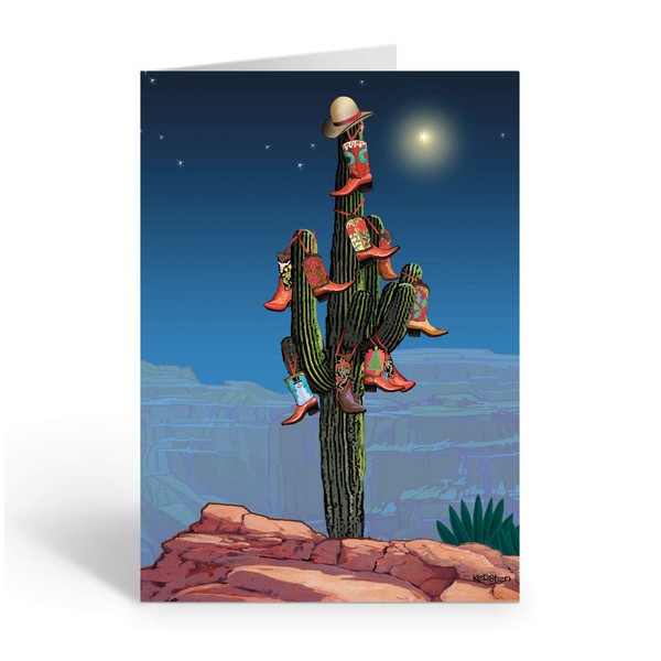 Cowboy Boot Christmas Tree - Western Christmas Card - 18 Cards & Envelopes