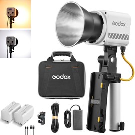 Godox ML60IIBi 70W Bi-Color LED Monolight Video Light Kit with 2xNP-F970 Battery & Bracket Handle 2800-5600K CRI/TLCI 97+ App Control Portable Continous Output Lighting for Photography and Videography