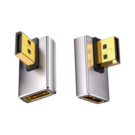Duttek 8K 90 Degree DisplayPort 1.4 Adapter, Left & Right Angle Extender 32.4Gbps, Male to Female (8K/60Hz, 4K/144Hz) for PC, Laptop 2Pack