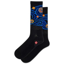HOTSOX Men's Starry Night Active Crew Sock 1 Pair Pack, Black, Men's Shoe Size: 6-12
