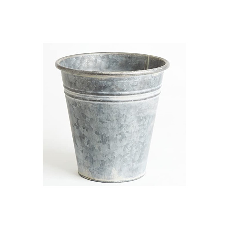 Small Florist's Bucket – 20cm Grey Galvanised Steel Bucket Vase