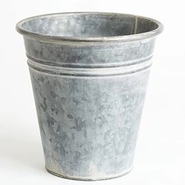 Small Florist's Bucket – 20cm Grey Galvanised Steel Bucket Vase for Fresh or Artificial Flower Stem Bouquet Arrangements – Indoor Home Table Windowsill Sideboard Centrepiece Decor
