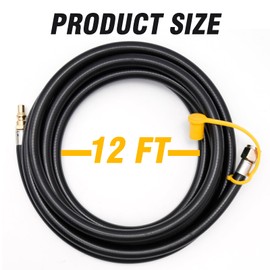 SYOWADA 12 Feet Propane Quick Connect Hose for RV to Grill BBQ, 3/8" Female Flare Swivel Connection & 1/4" Male Quick-Disconnect Plug