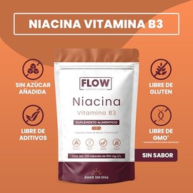 NIACINA (Vitamina B3) - Flow Supplement | LLEVA MÁS X MENOS - Vitamina B3-500 mg - 220 Cápsulas | Suplemento Alimenticio para *7 meses* - Aporte diari