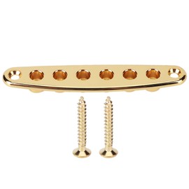 Kodrily Electric Guitar Bridges Bridge Parts, Zinc Alloy Guitar String Through Plate Mounting Ferrules with Screws, Guitar String Ferrules Metal Thru Body Replacement Parts Gold