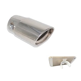 hana Muffler Cutter, Stylish Smartphone Stand Set, Oval Type, Single, Straight Slash, Titanium Style, Silver