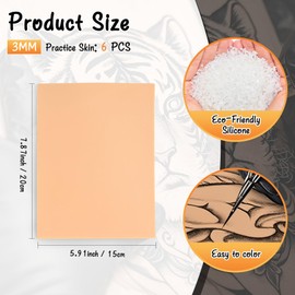 Practice Skin for Tattooing 3 MM, 6 PCS Thicker Design With A Realistic Feel And Easy to Color, Fake Skin Tattoo Perfect for Both Professional Tattoo Artists And Beginners