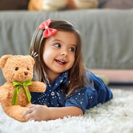 Pack of 10 Small Teddy Bear, 25 cm Plush Teddy Plush Bear in 2 Colours (Khaki, White) - Plush Bear Teddy Bear with Removable Bows for Birthday & Party Decoration