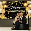 KatchOn, Happy Anniversary Banner Black and Gold - XtraLarge, 72x44