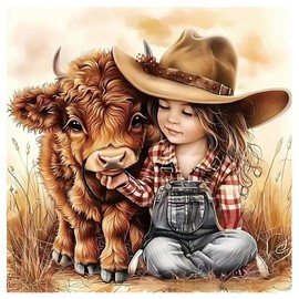 Kulvci Cow Diamond Art Painting Kits for Adults, Diamond Art Kits for Beginners, 5D DIY Full Drill Gem Craft for Home Decor Gift 12x12inch