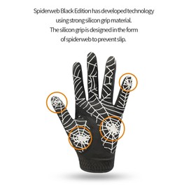 GOuft Spiderweb-Design Golf Glove Black Edition (for Men & Women) - Durable Suede: All Weather Golf Glove, Good Grip, Feel Soft/Comfort, and Long Lasting: Washable Glove (White/Black, 18, Pair)
