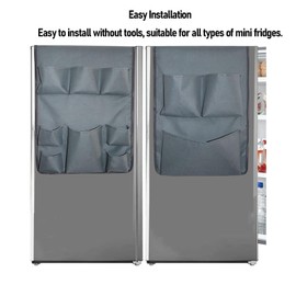 Ausla Mini Kühlschrank Organizer Tasche über Dem Kühlschrank Aufbewahrung mit Taschen für Gläser Werkzeuge Wohnheim Büro Zuhause 600D Oxford-Stoff Hängender Caddy