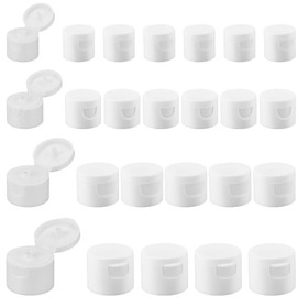 GORGECRAFT 32Pcs 4 Sizes Smooth Flip Top Dispensing Cap White Replacement Bottles Emptying Caps Reusable Plastic Leak-Proof Snap Top Plug for Shampoo Moisturizer Squeeze Bottles Spill Proof Stopper