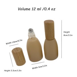 BEECO GIF2U 6Pcs 12ml/0.4 oz Glass Roll On Bottle with Bamboo Lid for Essential Oils,Empty Refillable Roller Bottles for Perfume Sample with Stainless Steel Roller Ball,Travel Containers(Pink)