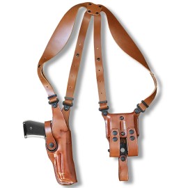 Masc Holster Vertical Shoulder Holster Custom Fit, STI Staccato P 2011 9mm 4.4" Barrel #1556# - R/H Draw & Brown