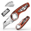 Folding Utility Knife Pocket Knife, Heavy-Duty Box Cutter with Anti