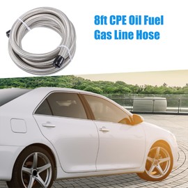 A ABSOPRO 10AN Fuel Hose Reliable AN10 Braided 8FT CPE Oil Fuel Gas Line Hose Stainless Steel Silver