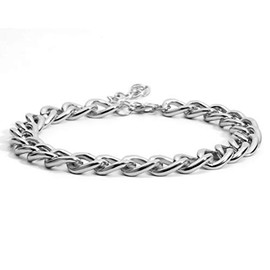 BSLVWG Punk Cuban Link Chain Choker Necklace Lightweight Chunky Oval Chain Link Necklace Statement Hip Hop Jewelry for Women and Girls (Silver)