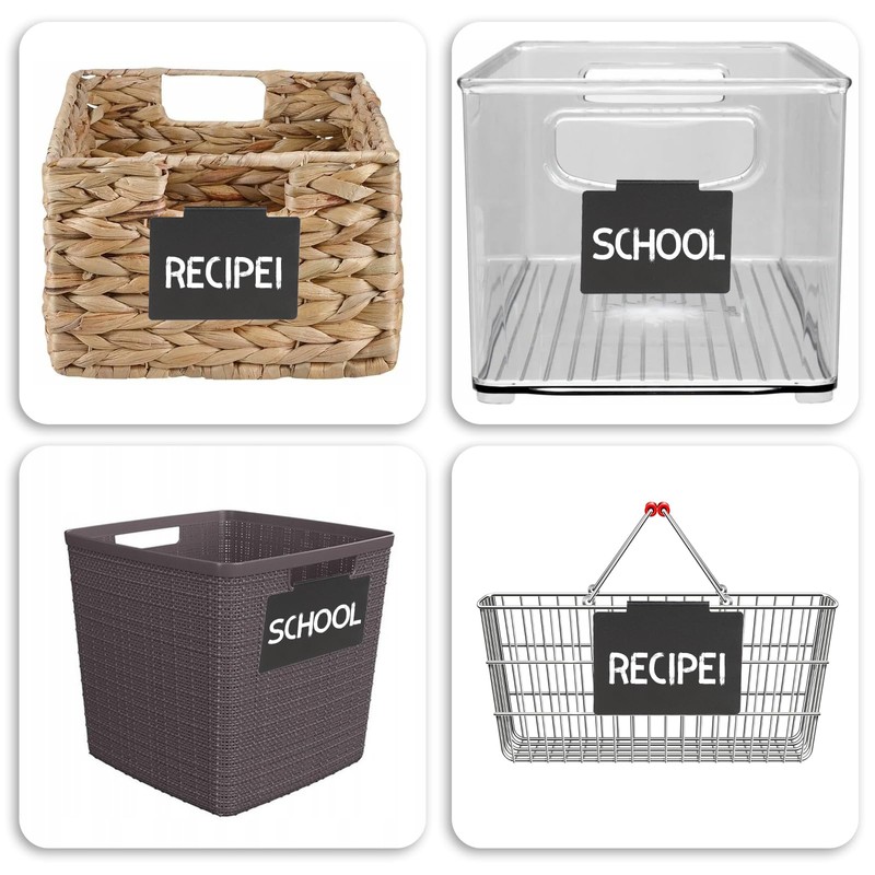 10 Pcs Labels for Baskets, Black Premium Bin Basket Labels