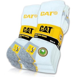 Caterpillar Cat Real Work Socks 6 Pairs Women's Men's Work Socks Business Socks Stockings Choice of Sizes 35-50, White