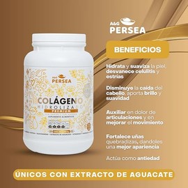 A&G PERSEA - Colágeno Hidrolizado Premium 1.2 Kg en polvo sin sabor, reforzado con Extracto de Aguacate, Glucosamina, Ácido Hialurónico, Vitaminas y Minerales (1)