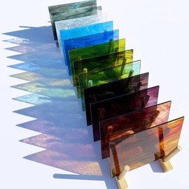 LITMIND 12 Sheets Smooth Translucent Texture Stained Glass Variety Pack - 6x4 Inch Assorted Cathedral Art Glass for Crafts & Stunning Mosaic Projects with Mist Pattern