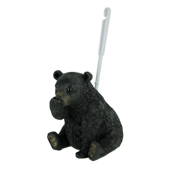 Stinky Pete Black Bear Holding Nose Rustic Toilet Brush and Holder Set
