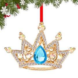 Christmas Ornaments Gold Crown Christmas Pendant, Metal Crown Christmas Tree Decoration Pendant, Hanging Christmas Tree Crown Pendant, Christmas Decoration Gift (A)