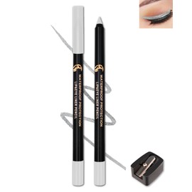 Silver Glitter Eyeliner Pencil, Sharpenable Shimmer Colored Gel Eyeliner Waterproof, Smudge-Proof Long Wear Waterline Brightener Pencil with Sharpener, Soft Cream Eye Liner Makeup for Stage Party-14