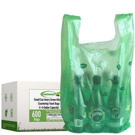 Small Easy-Tie Handle Can Liner(600 Bags) Green Grocery T-shirt Bag Size Multipurpose Diaper Bag Cat Litter Clump & Poop Bag Dog Waste Bag Compatible with Arm & Hammer Swivel Bin & Rake pooper scooper