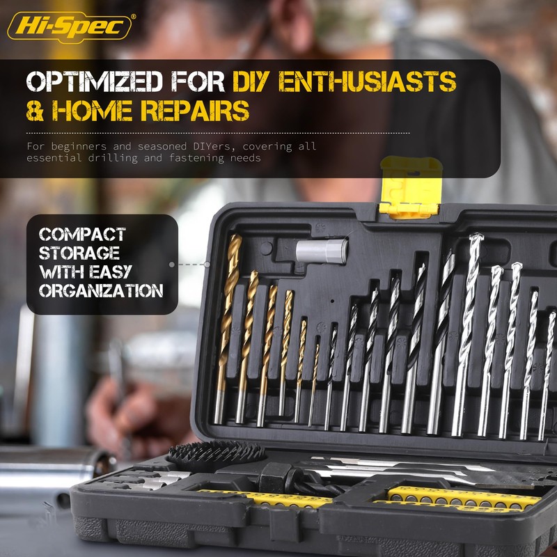 Hi-Spec Drill Bit Set: Multi Steel Drill Bits and Screw