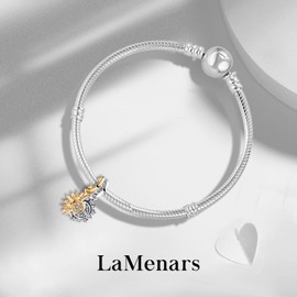 LaMenars Charms Winter Christmas Love Heart Moon for Bracelets 925 Sterling Silver Beads Christmas Day Mother's Day Birthday Anniversary Jewellery for Women, Cubic Zirconia, Cubic Zirconia