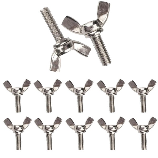 M6x20mm Butterfly Wing Screws,10PCS 304 Stainless Steel Wing Nuts Bolts,Heavy