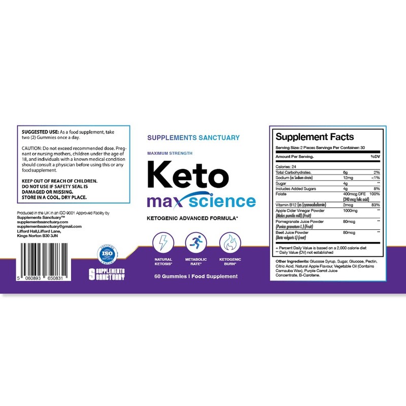 Keto Max Science (60 Gummies) Ketogenic Diet Aid... for use