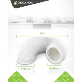 DEKAROX 2.5 m PVC Exhaust Hose Diameter 100/102 mm Flexible for 100 Air Conditioning Tumble Dryer Extractor Hood