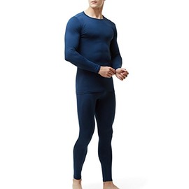 TSLA Men's Thermal Underwear Set, Microfiber Soft Fleece Lined Long Johns, Winter Warm Base Layer Top & Bottom, Thermal Fleece Navy, Small