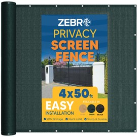Zebro Outdoor Privacy Screens 4' x 50' Green - Fence Shade Cover Heavy Duty with Brass Grommets Perfect for Outdoor Back Yard