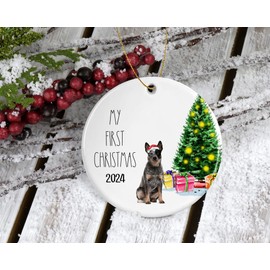 Adazzoo Blue Heeler Ornament - Pet Ornament - Christmas Ornament Gift for Dog Lovers- First Christmas Keepsake 2021 Printed on Both Sides, White