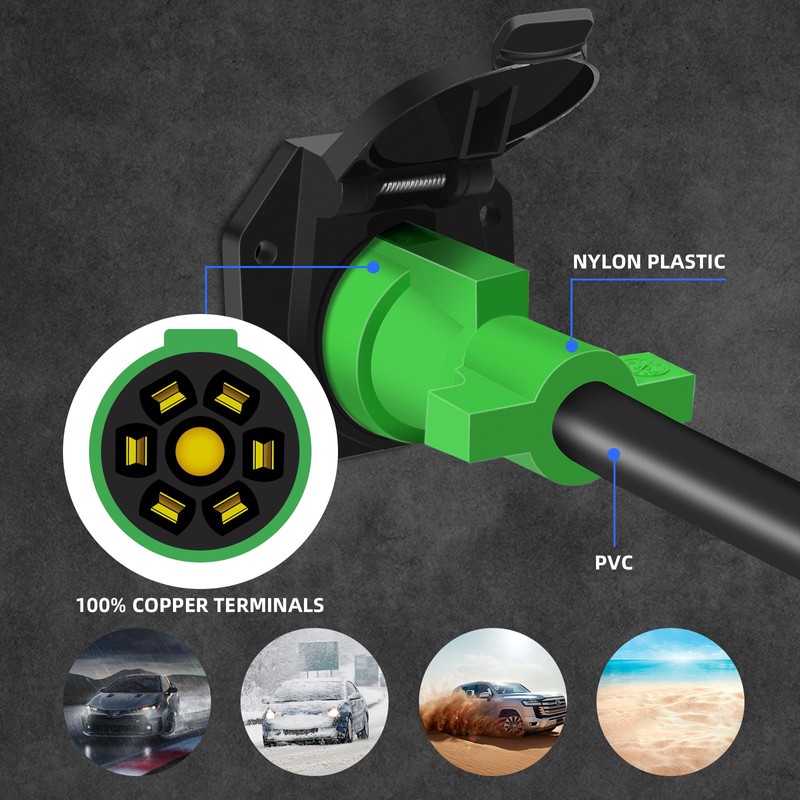 Anayguto Heavy Duty 7 Pin Trailer Plug 4 FT with