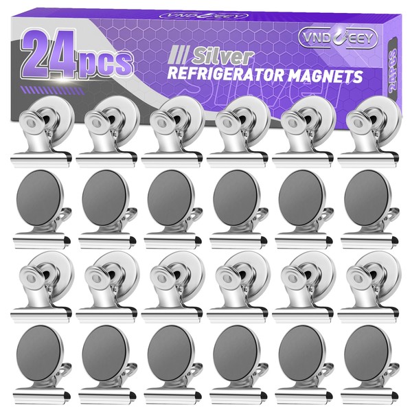 VNDUEEY Strong Magnetic Clips, 24 Pack Fridge Magnets Refrigerator Magnet,