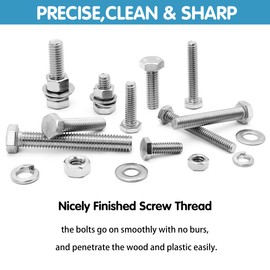 SATANTECH 246PCS Hex Head Nuts and Bolts Assortment Kit, Stainless Steel 1/4-20, 5/16-18,3/8-16 Bolts and Nuts Kit, Assorted Nuts and Bolts, Flat & Spring Lock Washers with Case