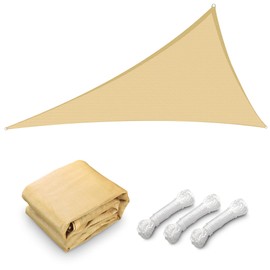 Yescom 1 Pack 25'x25'x25' Triangle Sun Shade Sail Beige 97% UV Block Commercial Events Carpark Swimming Pool Camping Beach Picnic Playground Outdoor Building Canopy