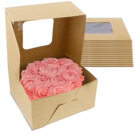 Cajas de panadería con ventana de 3 pulgadas de alto, 15 x 15 cm, cajas de caramelos