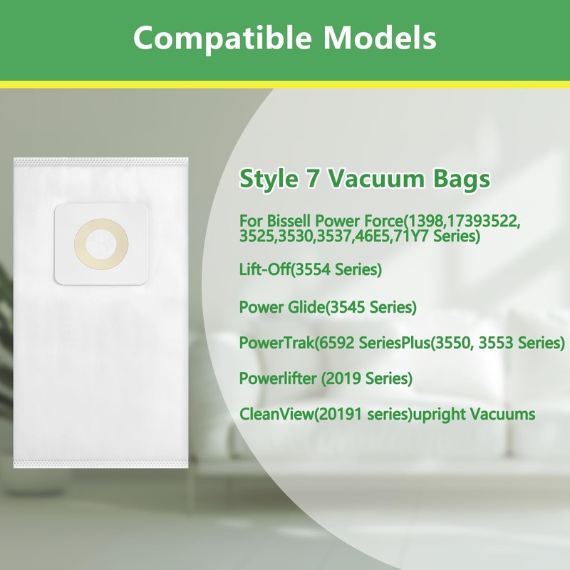 9 Pack Style 7 Vacuum bags Compatible with Bissell PowerForce