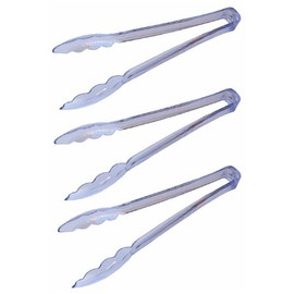 Set of 3 Clear Plastic Food Service Tongs. Dishwasher Safe
