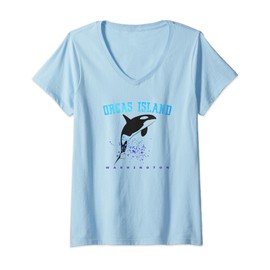 Womens ORCAS ISLAND WASHINGTON Killer Whale Dolphin Lover Souvenir V-Neck T-Shirt