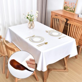 Amonsa Rectangle Tablecloth 54 x 72 inch for 4-6 Seats Waterproof, TPU Coated Spill Proof Dining Table Cloths White