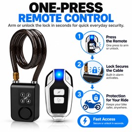 Bike Alarm Lock for Bicycles & Motorcycles – 110dB Remote-Control Security with 4-Digit Code for Daily Parking
